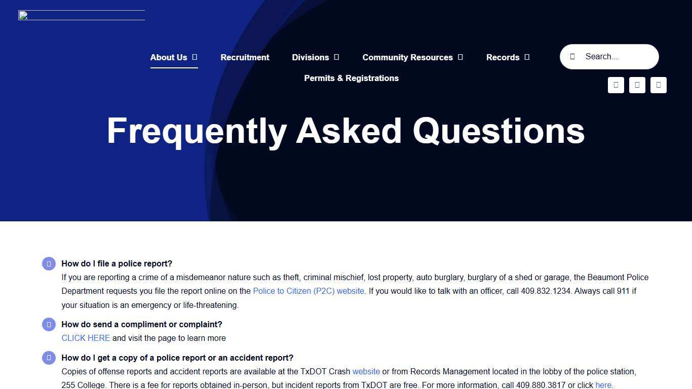 Frequently Asked Questions – Beaumont Police